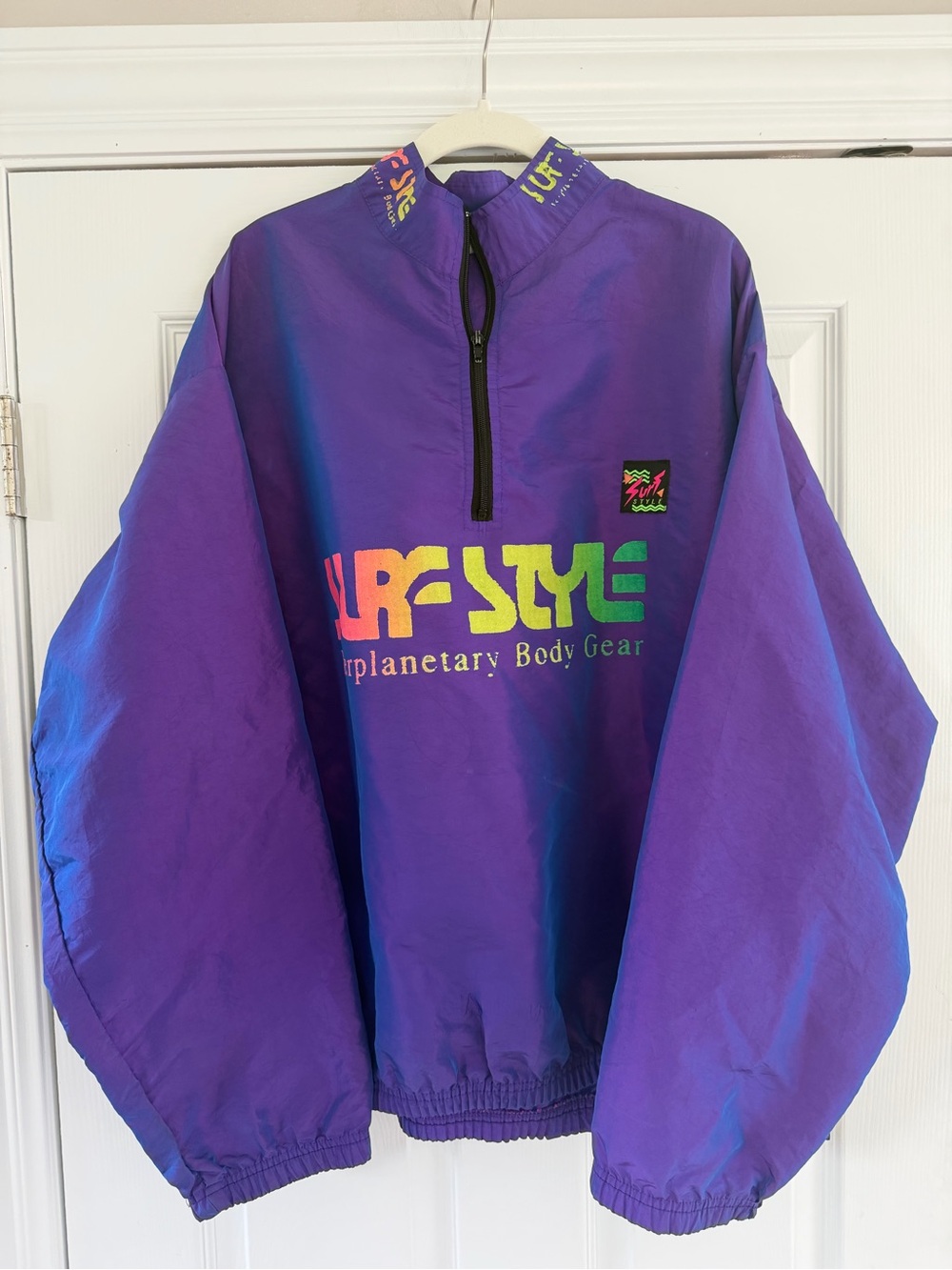Surf Style Purple Jacket with Neon Graphic Logo